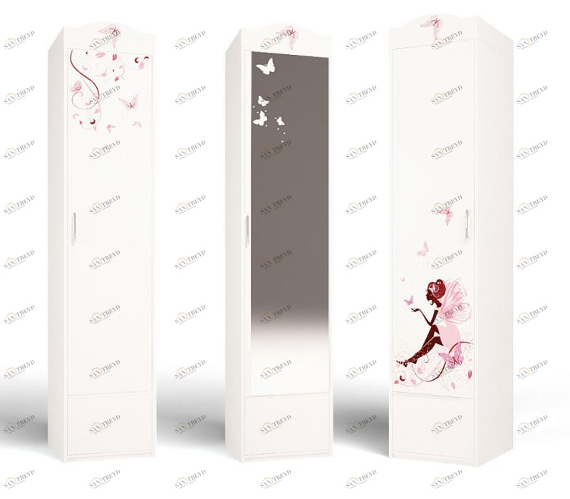 Шкаф ABC-KING с 1й дверью Фея 1 прав с бабочками 4631147955562