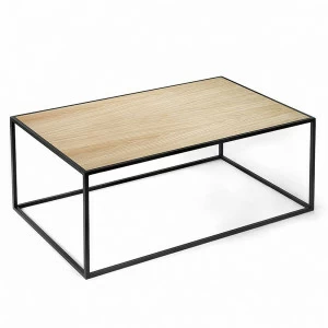 Журнальный столик прямоугольный светлый дуб 100 см London black INTELLIGENT DESIGN  260821 Дуб сонома;бежевый;черный