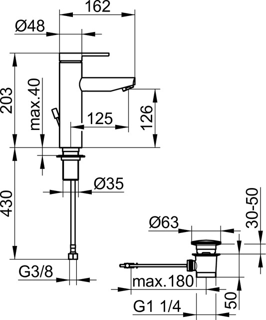 53902170002 Однорычажный смеситель для умывальника 130 KEUCO Plan blue - Вид №2