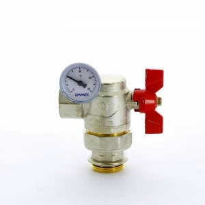 Краны шаровые с разъемным соединением НВ угловые с термометром Progress бабочка EMMETI 1", 2шт