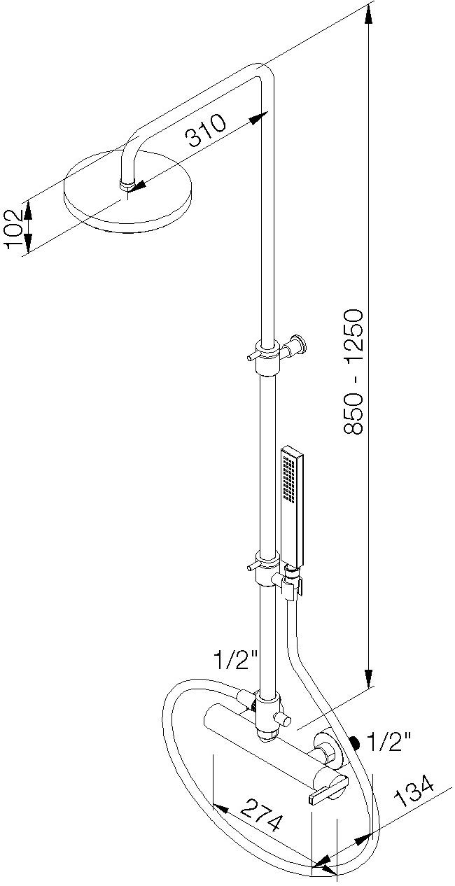 rvb Настенная душевая стойка с душевой лейкой Line 4575.--.32 - Вид №1