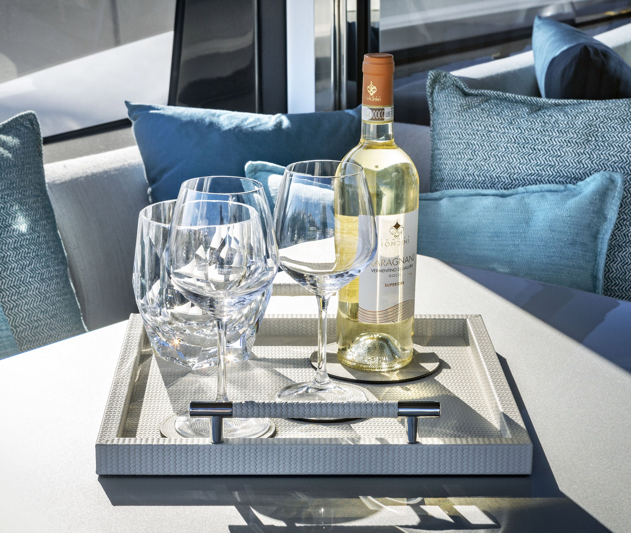 Поднос Дедало - 40X57,5 см/металл-хром/тканая кожа_кремовый Pinetti 00.1113.061.027 - Вид №4