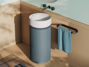 Деревянный напольный умывальник с дверцами