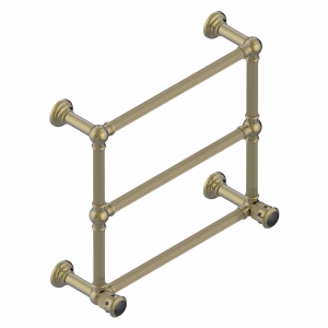 U7D-TWF3H2 Полотенцесушитель Традиционный каннелированный, 3 перекладины, 625 мм x 575 мм, водяной, с 2 декоративными крестовыми рукоятками Thg-paris Trocadéro c чёрным ониксом Бронза