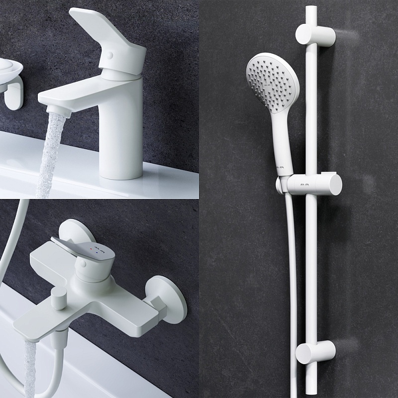 F43985A00 набор 3в1: см-ль д/умывальника см-ль д/ванны/душа душевой комплект белый шт. AM.PM X-Joy  - Вид №2