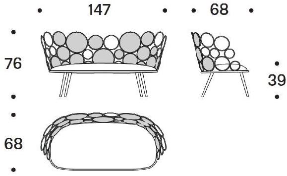 Saba Italia 2-местный садовый диван из железа и ткани Grace sun-id-1432319 - Вид №2