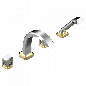 A2A-112BG Смеситель для ванны набортный на 4 отв. с изливом ГОЛИАФ Thg-paris Metropolis Хром-золото