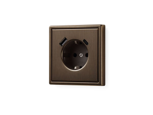 Латунь schuko электрическая розетка с USB