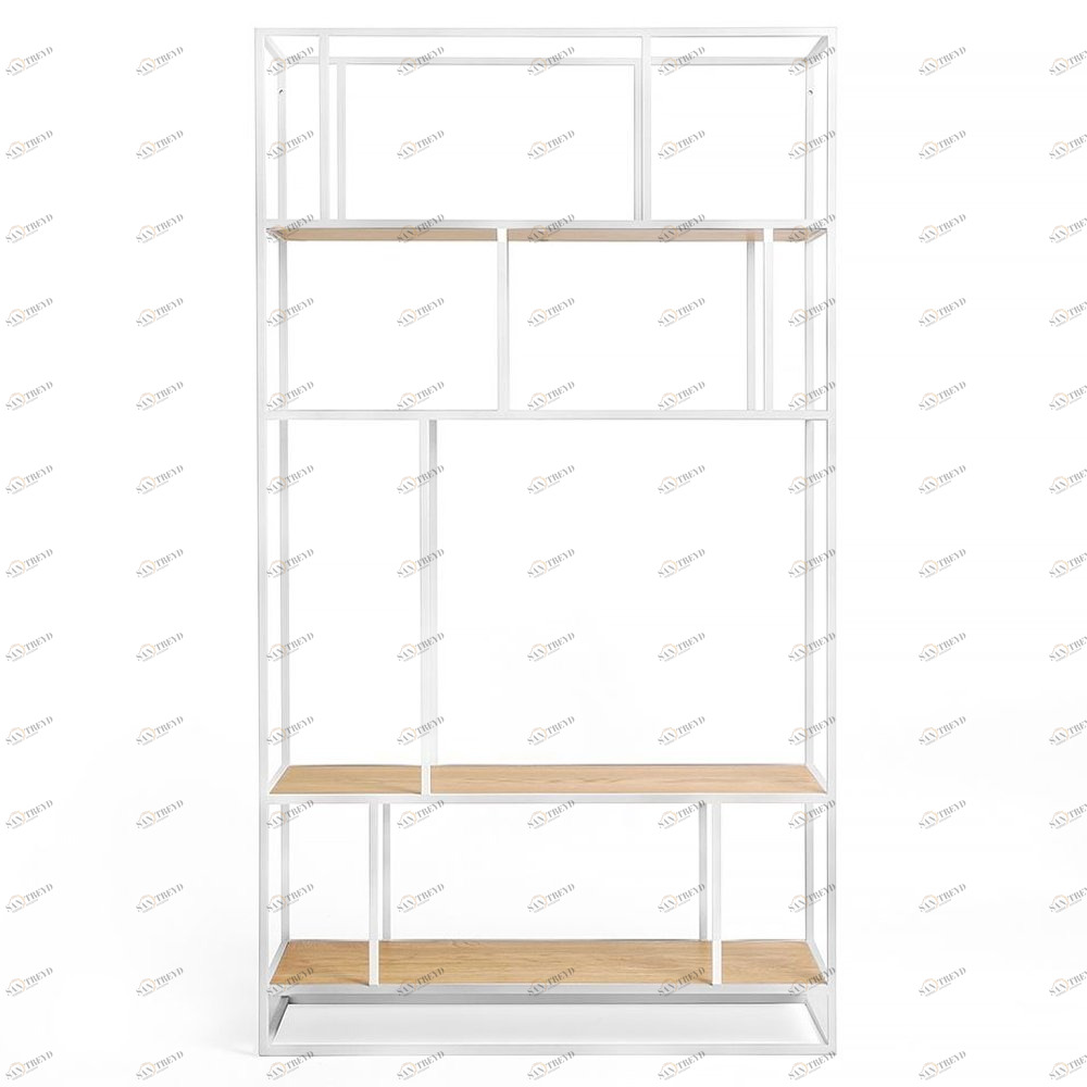 Стеллаж белый с полками светлый дуб Makella white INTELLIGENT DESIGN СТЕЛЛАЖ MAKELLA 260742 Белый 