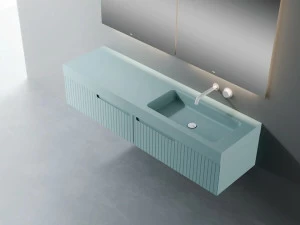 Fiora Тумба под умывальник одинарная подвесная со столешницей из материала Silexpol® Synergy