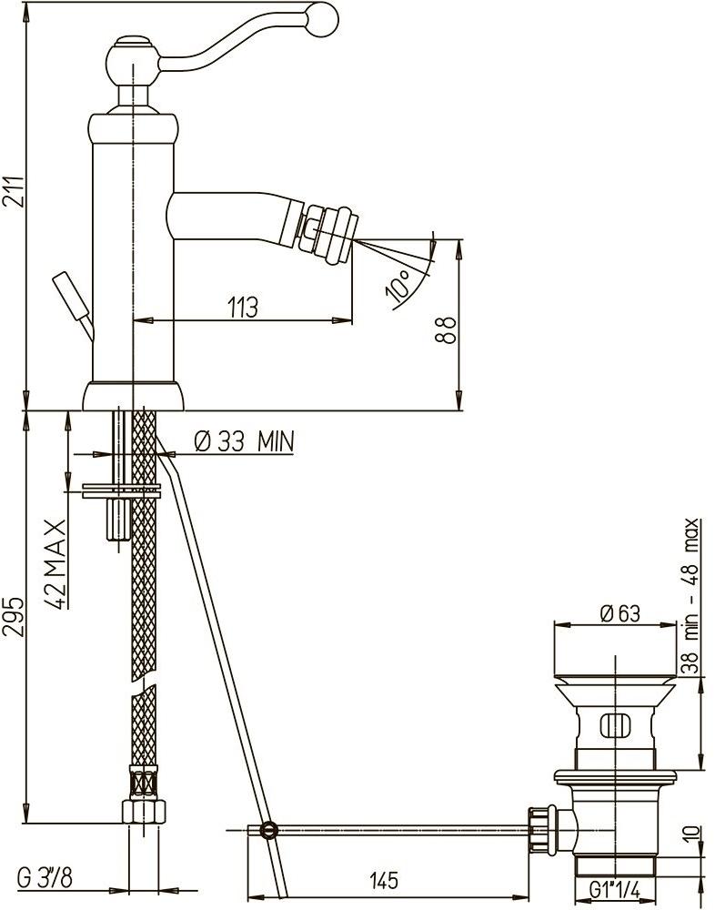 Paini Duomo 88CR306KM смеситель для биде - Вид №3