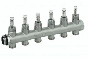 Carlo Poletti C36612Q Коллектор сборный с расходомерами. 5 ответвлений, межосевое расстояние 50 мм, 0-6 л/мин.