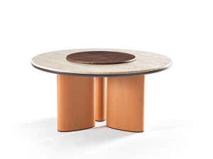 Круглый стол с травертиновым верхом и Lazy Susan