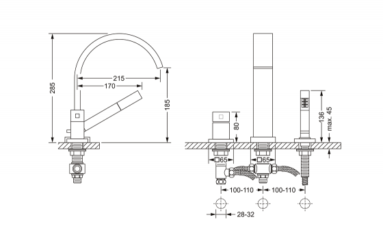 Смеситель для ванны на 3 отверстия ½“, монтаж на горизонтальной поверхности JOERGER Empire Royal 626.30.444.000 - Вид №1