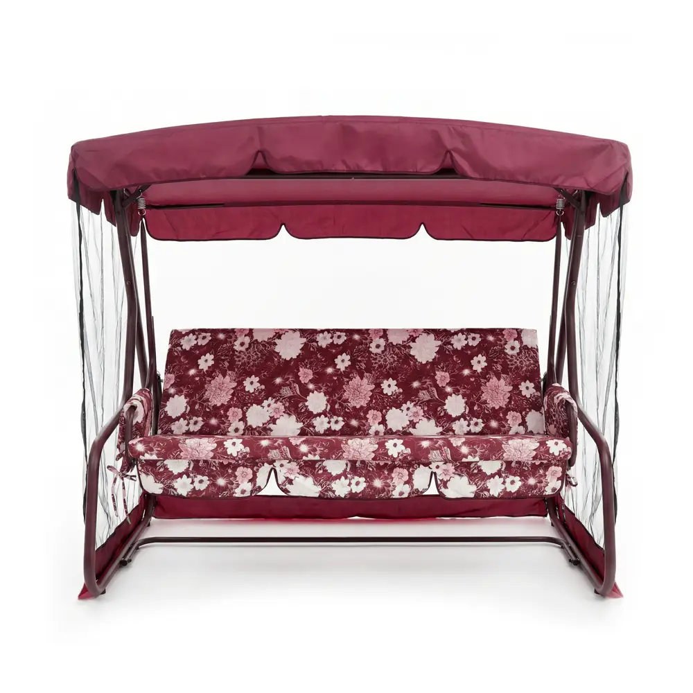 Качели садовые Greengard Эдем 3-х местные бордовый/коричневый STLM-2094231 - Вид №1