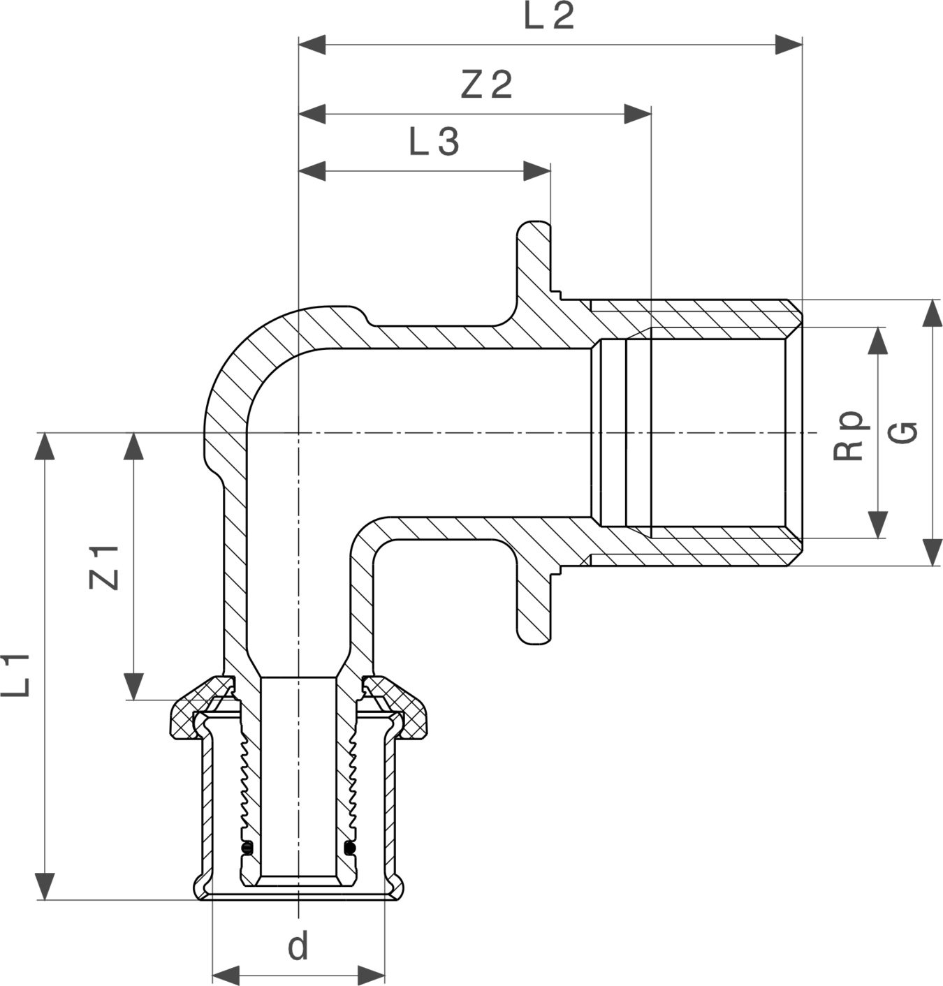 608 293 Модель 4732.11 Трубопроводные системы  Pexfit Pro  Водорозетки для прохода через стену Santreyd  - Вид №3