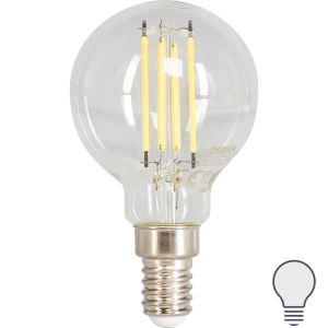 Лампа светодиодная Osram E14 220 В 6 Вт шар прозрачная 800 лм белый свет