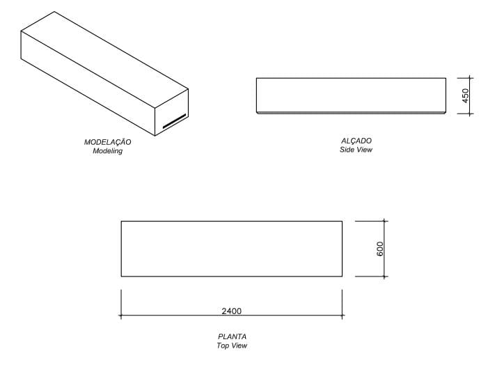 Бетонная скамья без спинки amop основы ARCH-00130818 - Вид №2