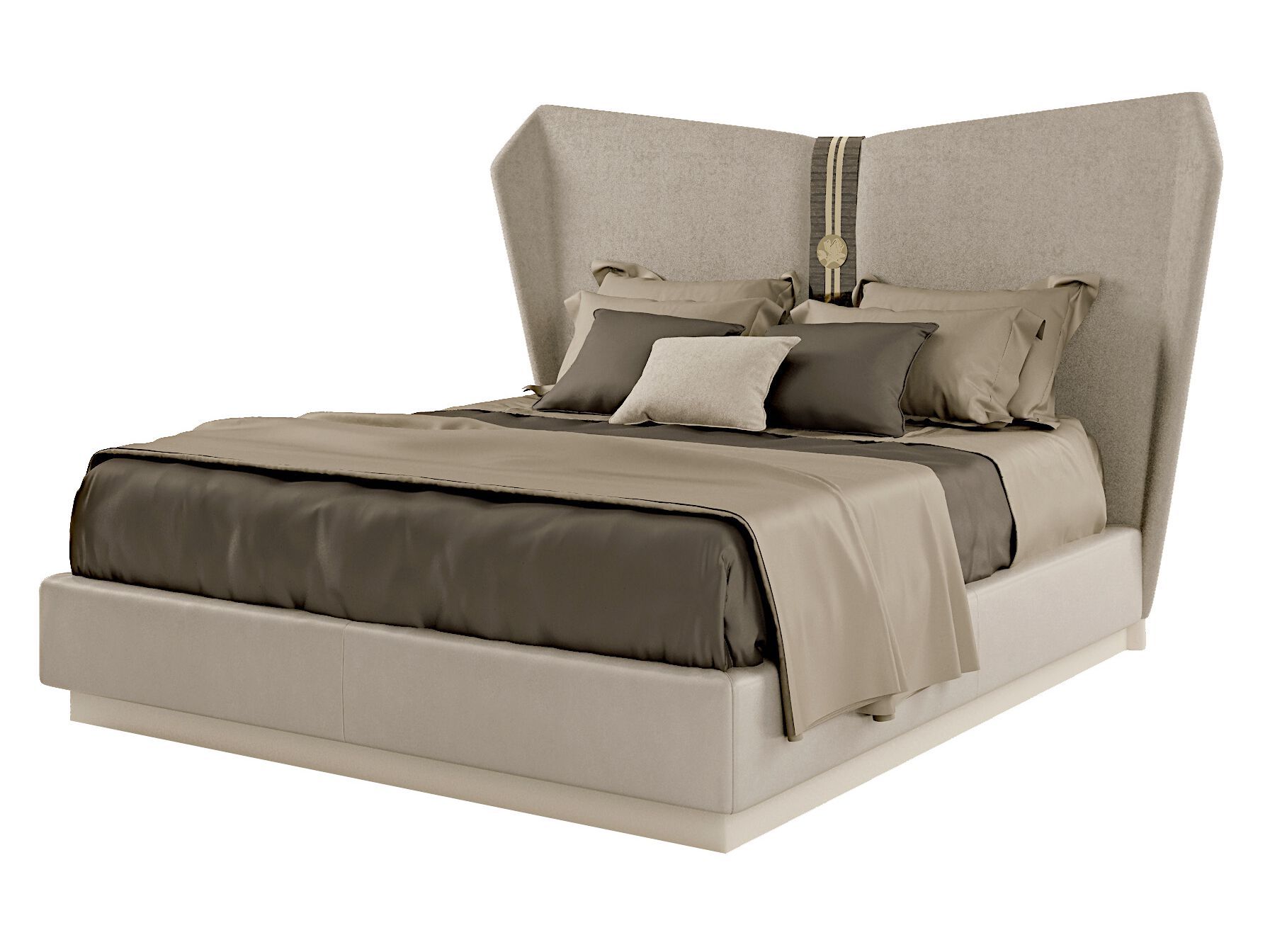 Кожаная двуспальная кровать с мягким изголовьем Bizzotto Italia Symphony-Infinity ARCH-00081588