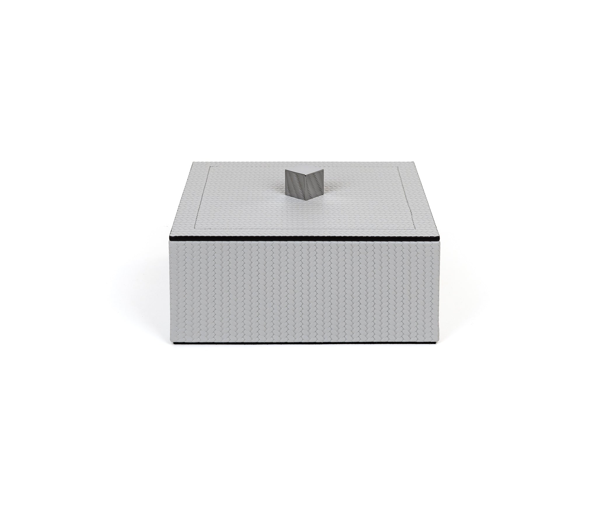 Kate Box - 17,5X17,5XH4,5 см / металл-хром/тканая кожа_кофе Pinetti 00.1701.061.015 - Вид №1