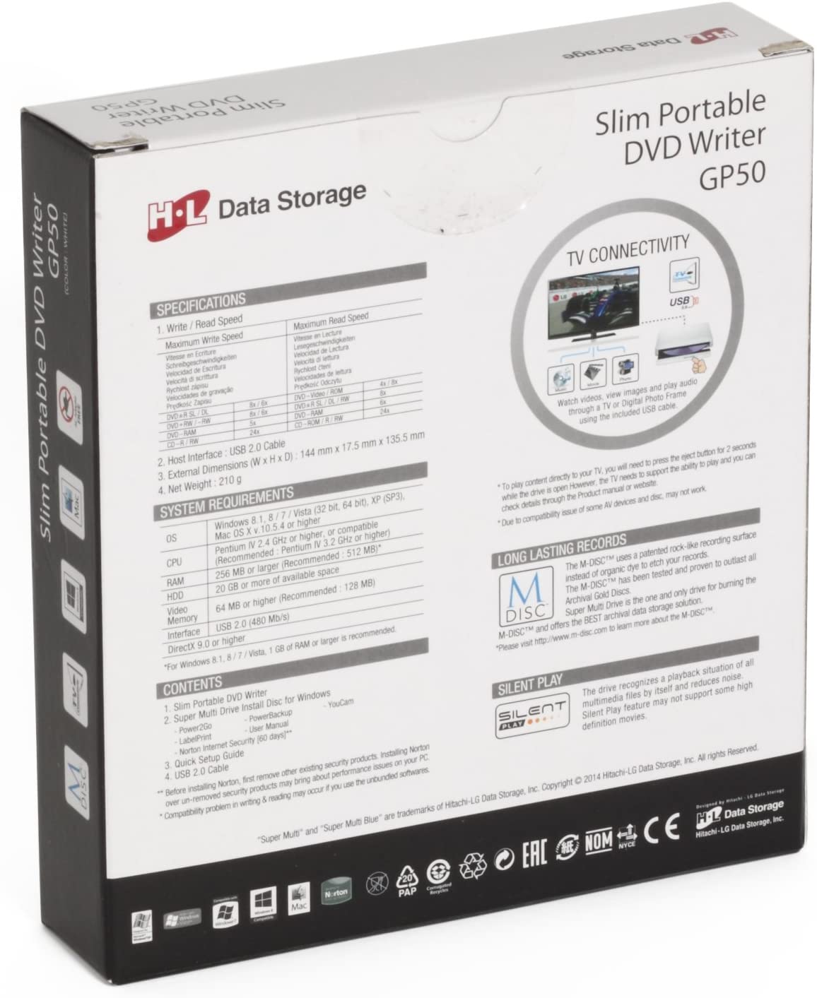 GP50NW41.AUAE12W dvd-rw ext. white slim ret. usb2.0 LG Santreyd  - Вид №7