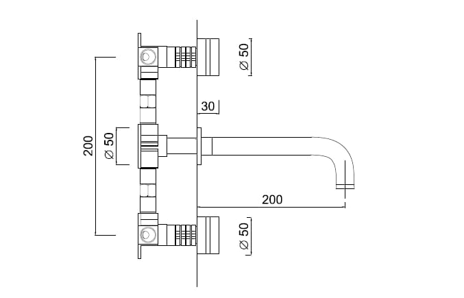 Настенный смеситель для раковины с 3 отверстиями Rubinetteria Giulini MyRing ARCH-00096012 - Вид №1