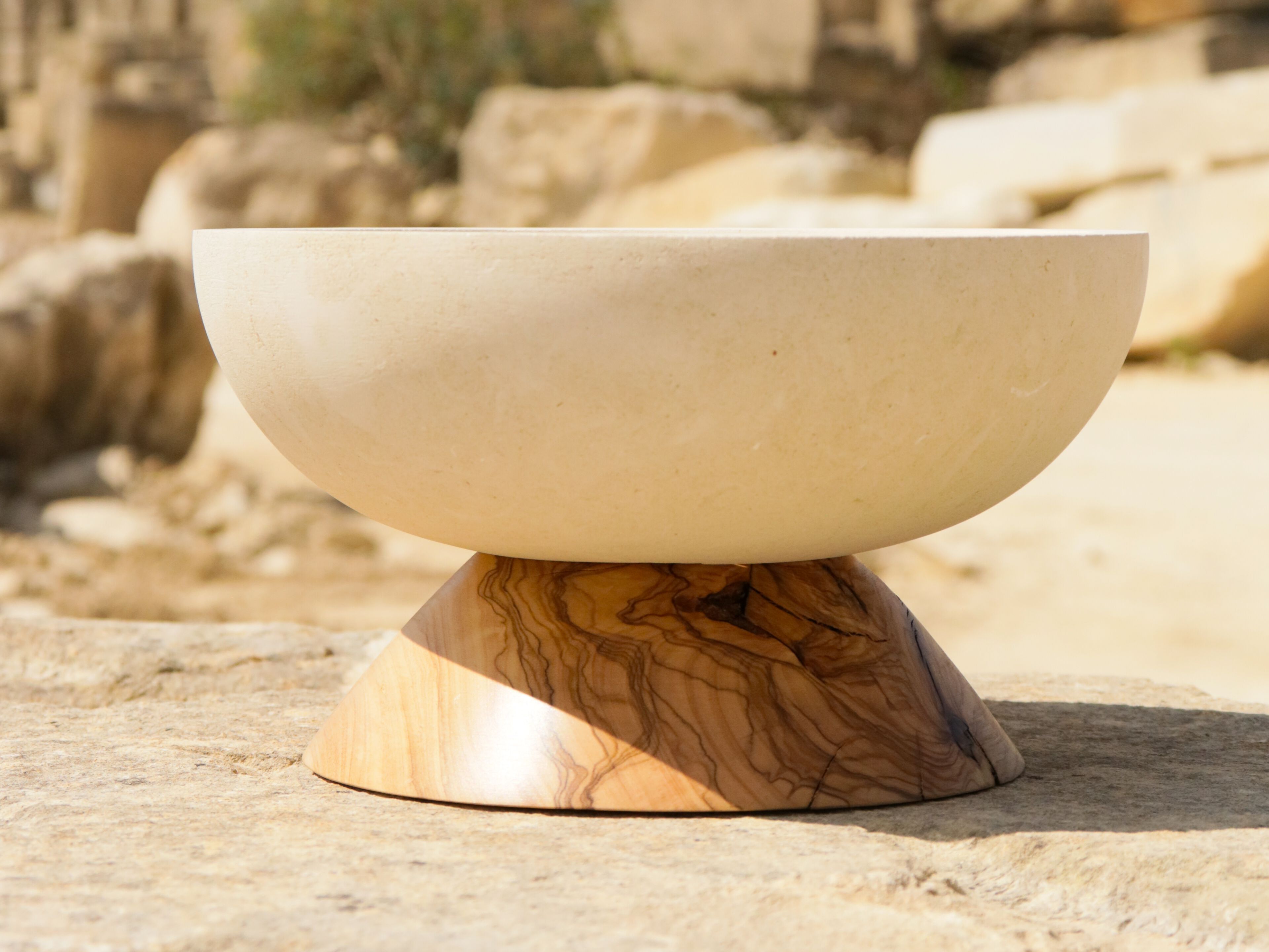 Кубок из камня Лечче и оливкового дерева PIMAR Rito ARCH-00009702 - Вид №3
