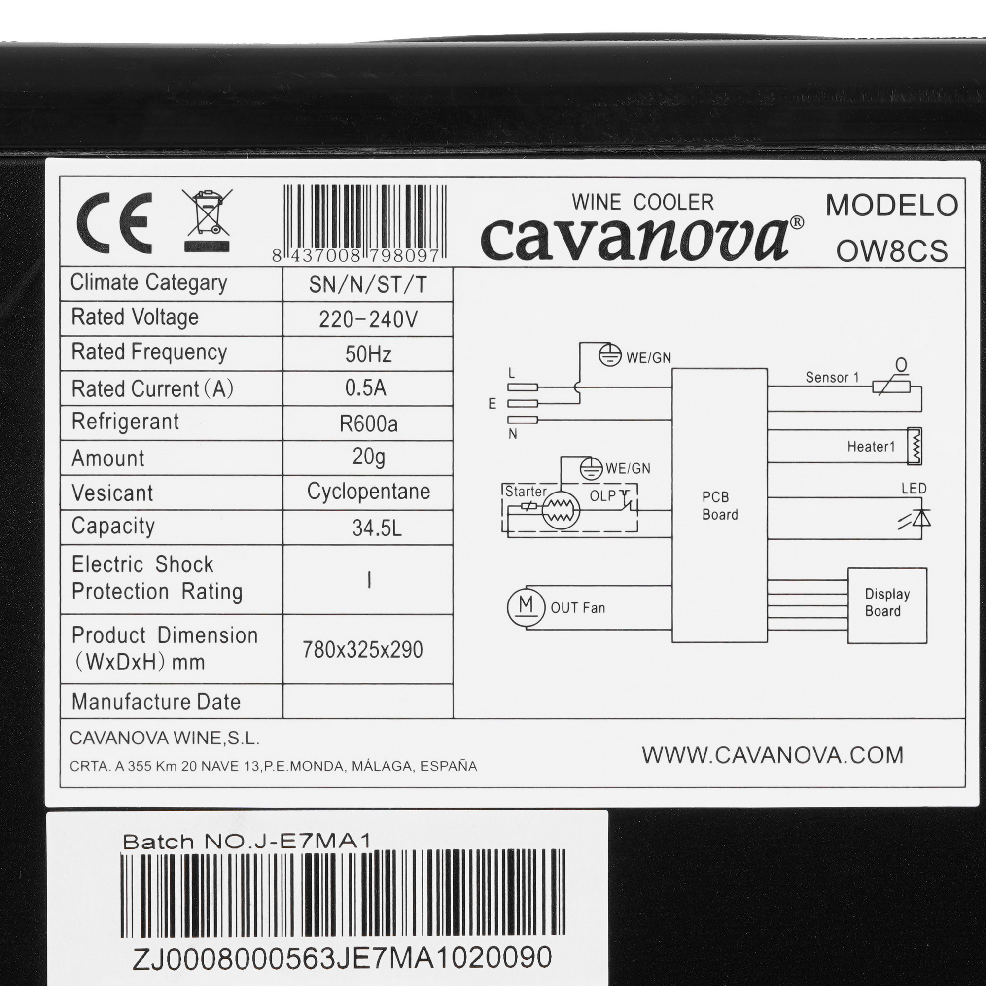 8192696 Винный шкаф Cavanova OW8CS черный STDN-0057544 - Вид №5