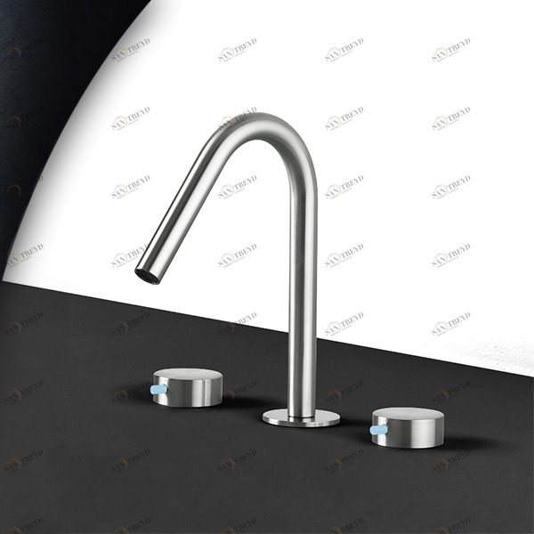 Смеситель для раковины сталь матовая с голубой ручкой Toki Radomonte TKI23SCIL37