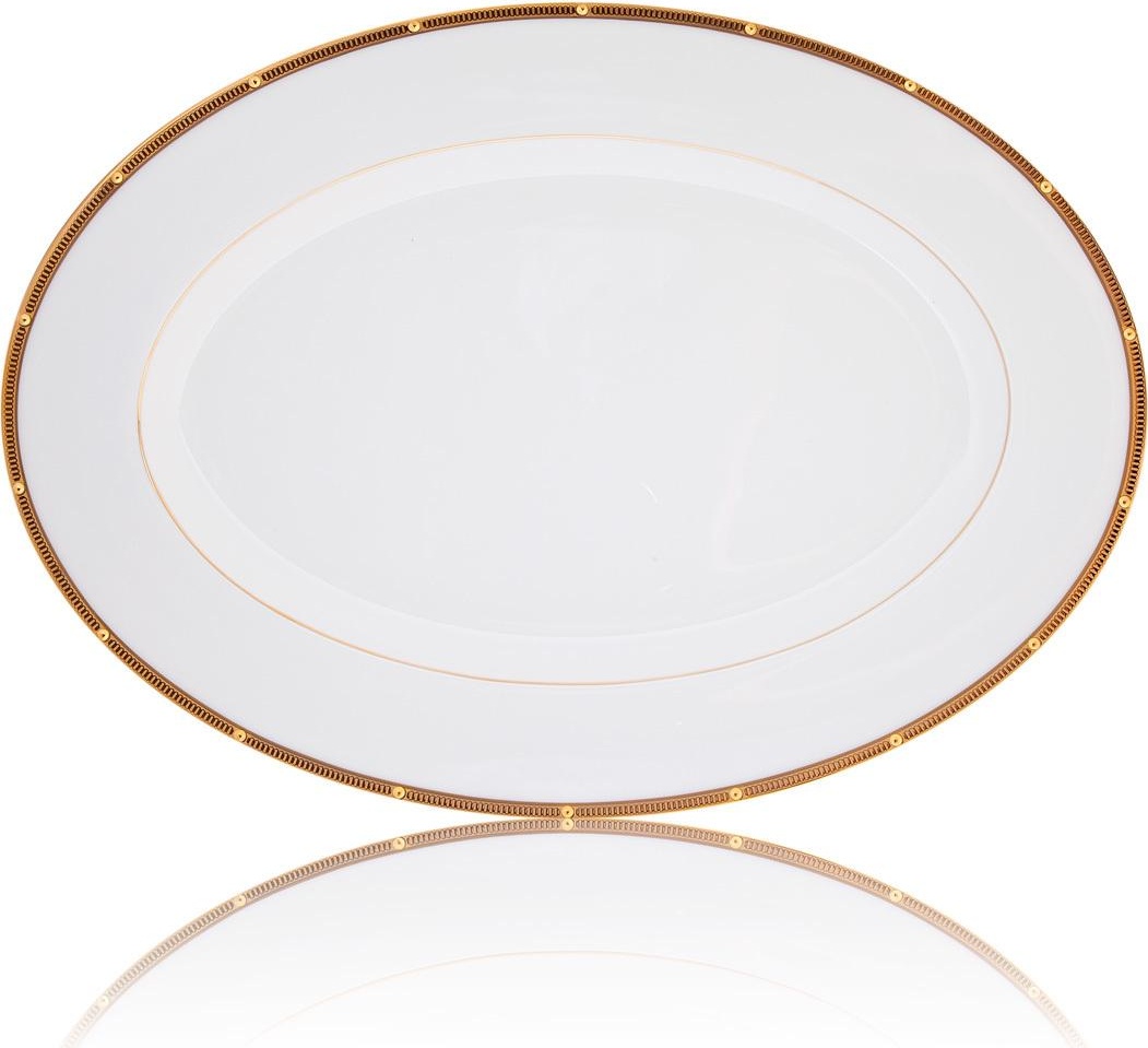 32027 Noritake Блюдо овальное Noritake "Рочель,золотой кант" 41см Фарфор костяной 