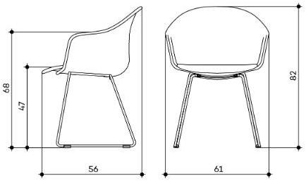 arrmet Тканевый стул на санках с подлокотниками Máni armshell fabric sun-id-1448610 - Вид №5