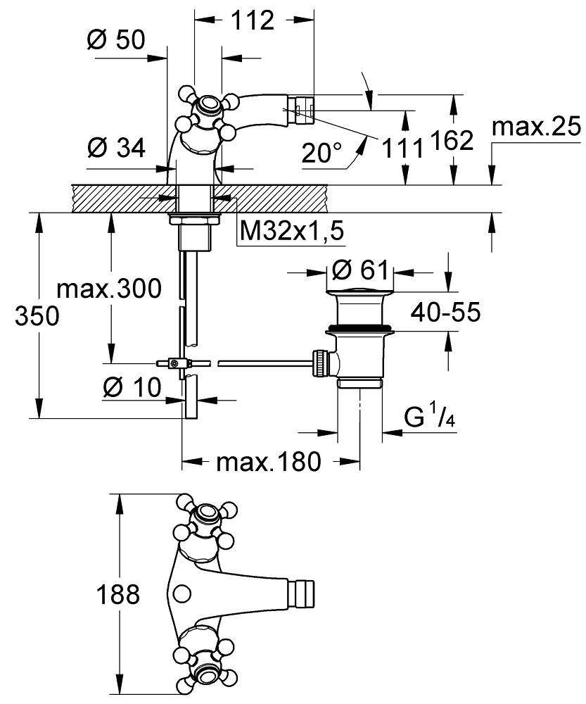 24003000 Смеситель для биде Grohe Sinfonia хром - Вид №1