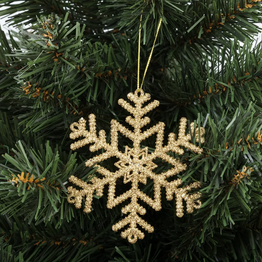 85156520 Елочная игрушка «Снежинка» 10 см глиттер золотой STLM-0956748 Santreyd 