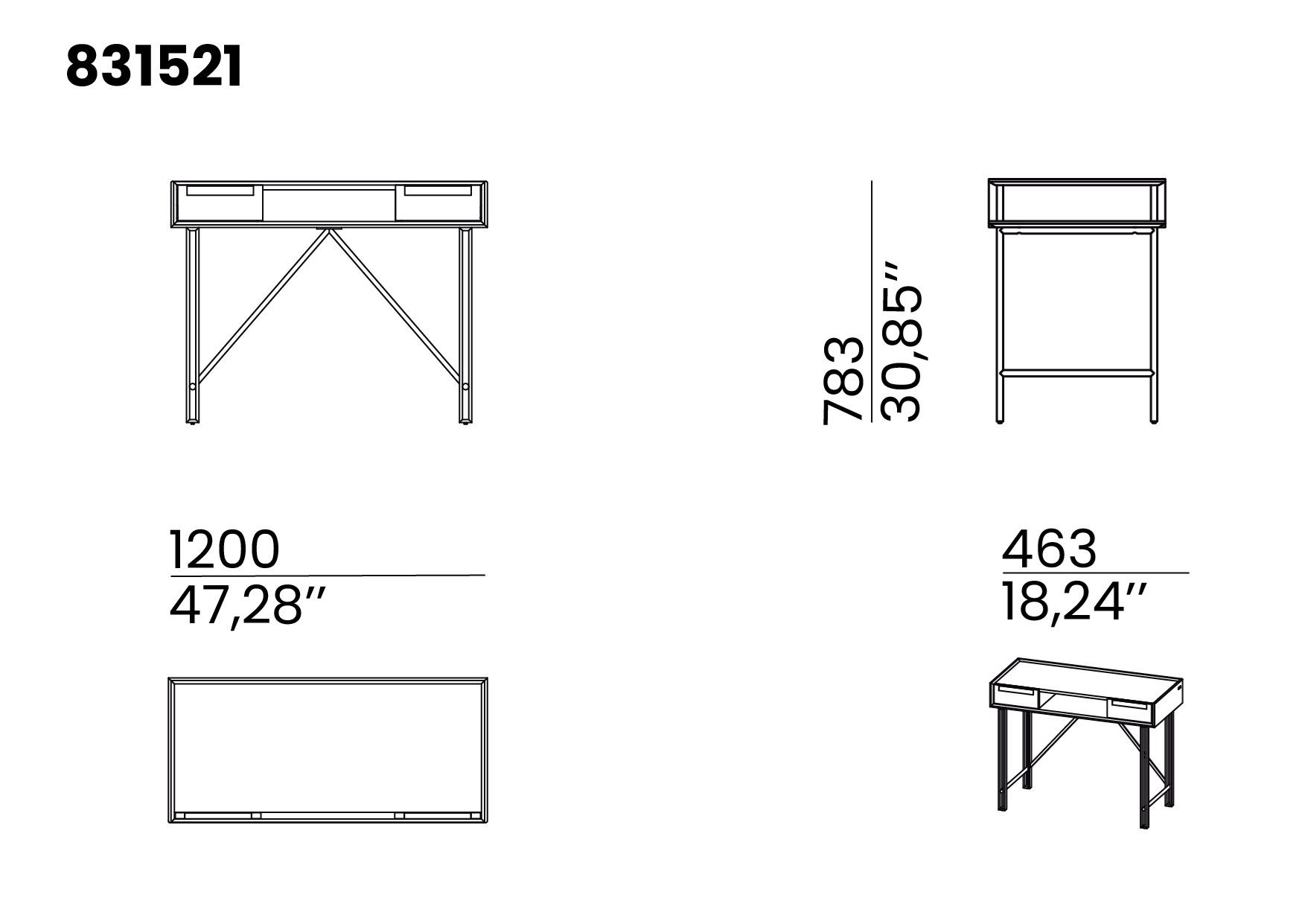 Прямоугольный стол с ящиками animovel Тайга ARCH-00012232 - Вид №2