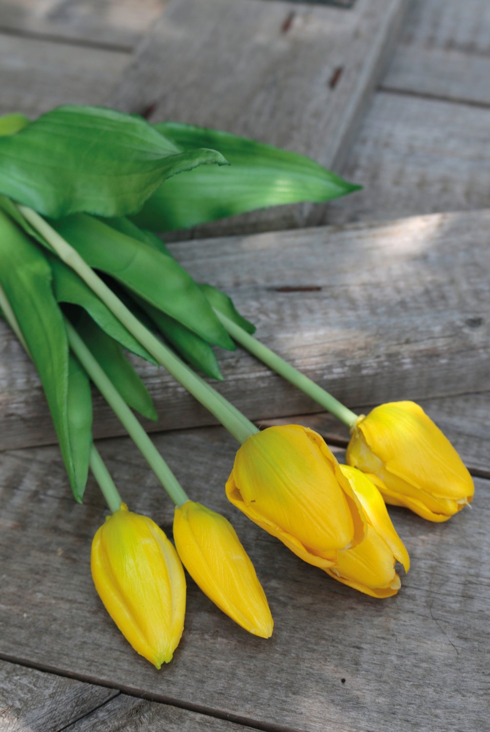 2952 330 a3 Искусственный букет тюльпанов, 5-кратный, 37 см, желтый H-andreas 