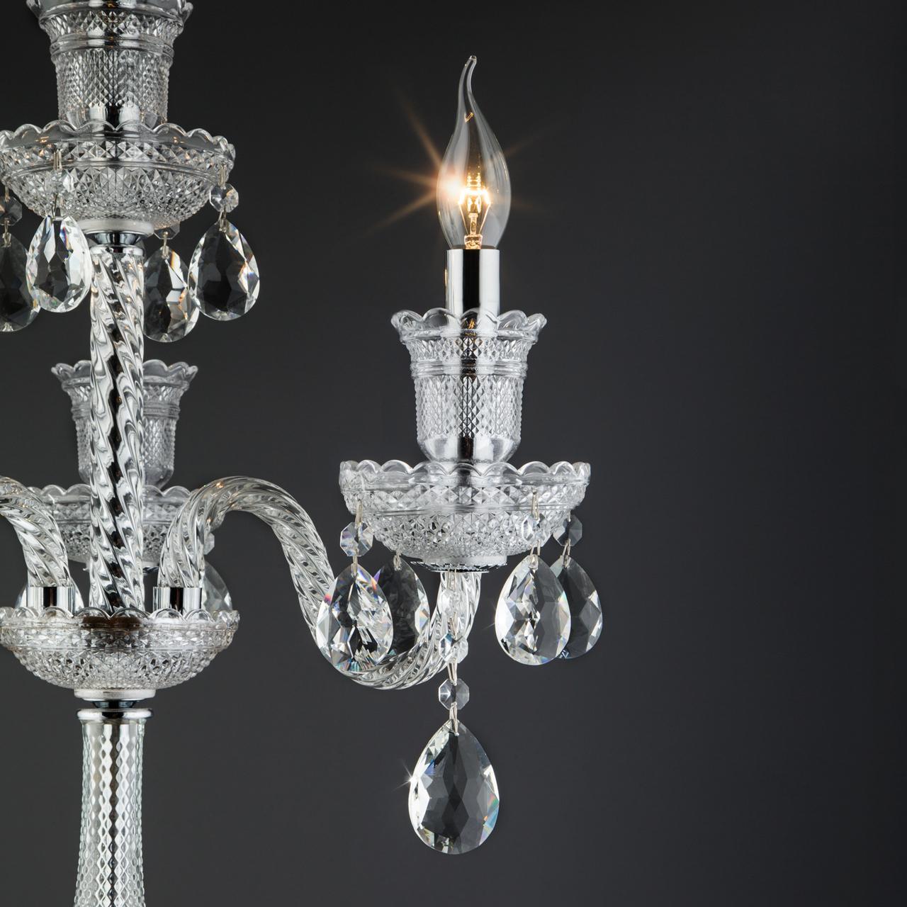 Торшер хрустальный на 4 лампы 170х47 см хром Strotskis 01102/4 BOGATES СВЕЧА 00-3889376 Хром  - Вид №1