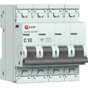 Автоматический выключатель EKF Proxima ВА47-63 4P N C10 А 6 кА
