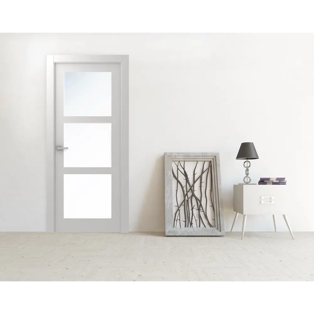 Дверь межкомнатная со стеклом Британия 70x200 см эмаль белый с замком BELWOODDOORS STLM-2132124 - Вид №4