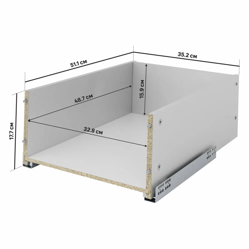 Выдвижной ящик Delinia для кухни 35.2×17.7×51.1 см серый ЛДСП 82169300 STLM-0021003 - Вид №1