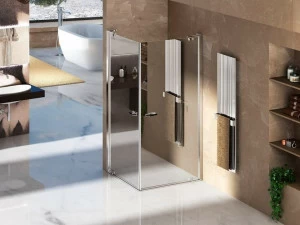 Duka Угловая душевая кабина с поворотной дверцей Quadra – con profili verticali e orizzontali