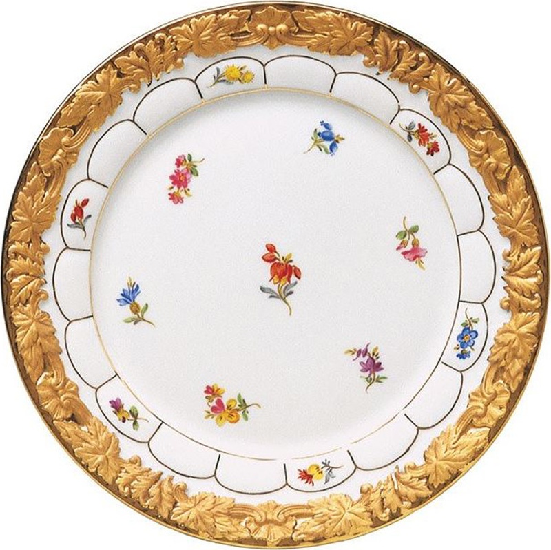 93782 Meissen Тарелка обеденная 28см "Форма - Икс" (россыпь цветов) Фарфор 