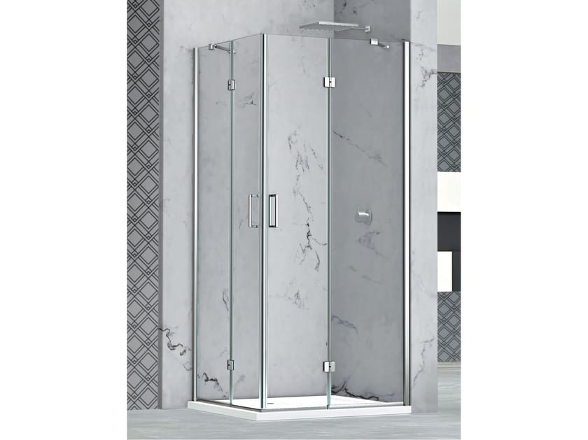 Угловая душевая кабина из хрусталя с распашной дверью Metidea топ ARCH-00048700