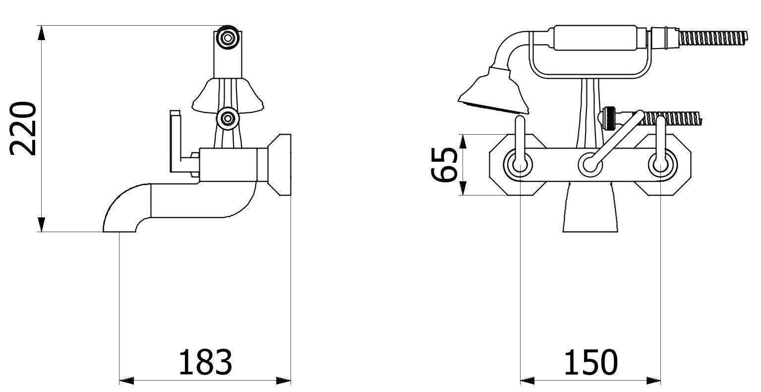 Наружный настенный смеситель для ванны с ручным душем IB Belmondo + Belmondo Elle ARCH-00093869 - Вид №5