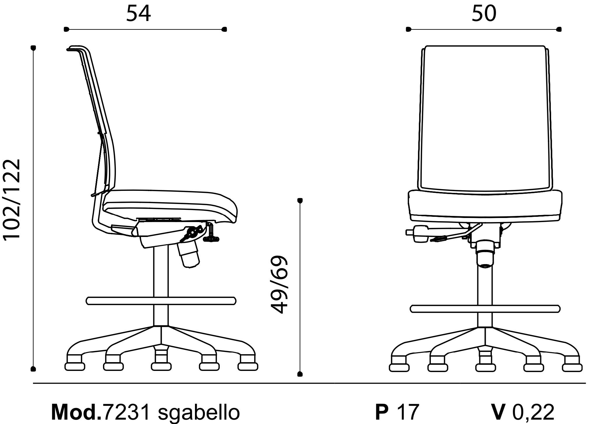 Регулируемая высота офисного стула Ares Line Zero7 ARCH-00104156 - Вид №2