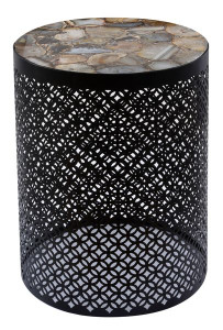 FUPP0006 Приставной столик на металлической основе с коричневой каменной столешницей ijlbrown