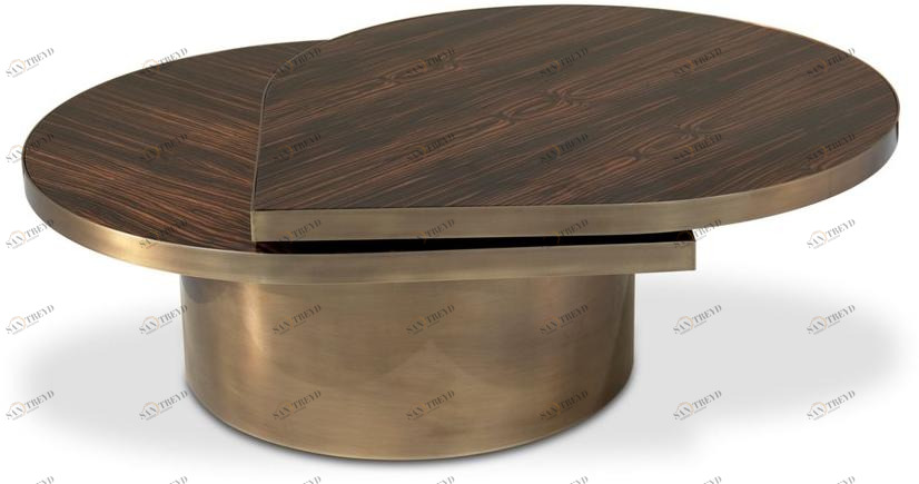 KOKET Журнальный столик из латуни со столешницей из шпонированного дерева Tears sun-id-1443845