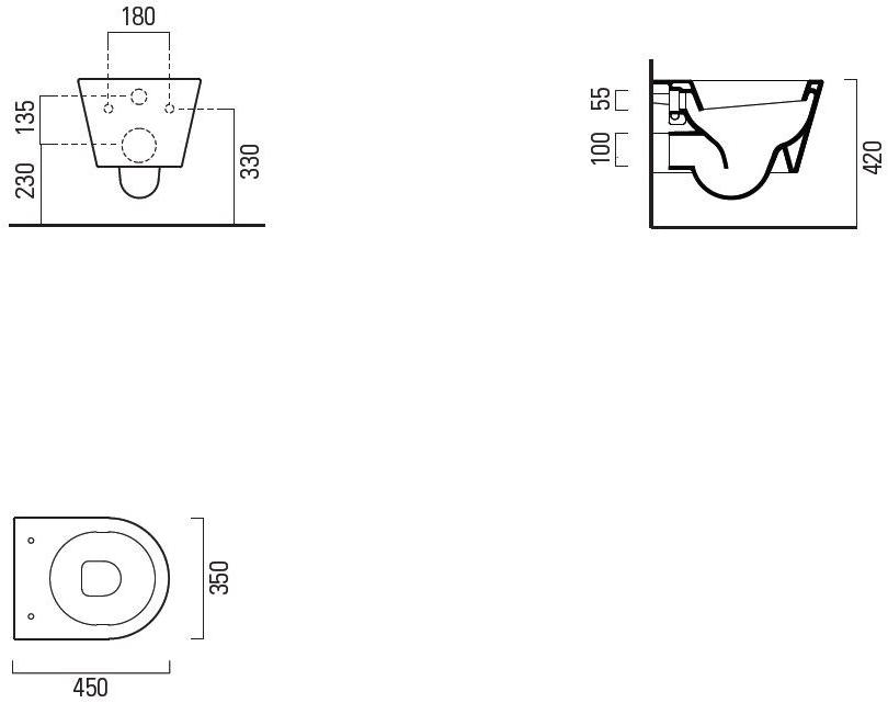 8610111 Подвесной унитаз настенный Белый GSI ceramica Norm Италия - Вид №3