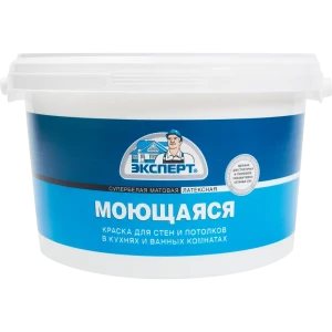 Краска для стен и потолков Эксперт моющаяся матовая супербелая 2 л