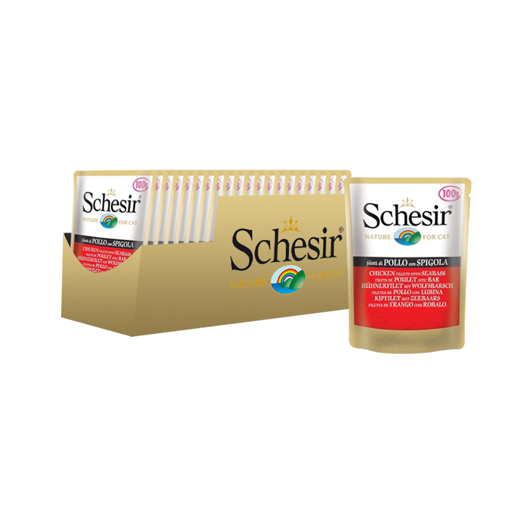 УТ0008886*20 Корм для кошек цыпленок, окунь конс. 100г (упаковка - 20 шт) SCHESIR 