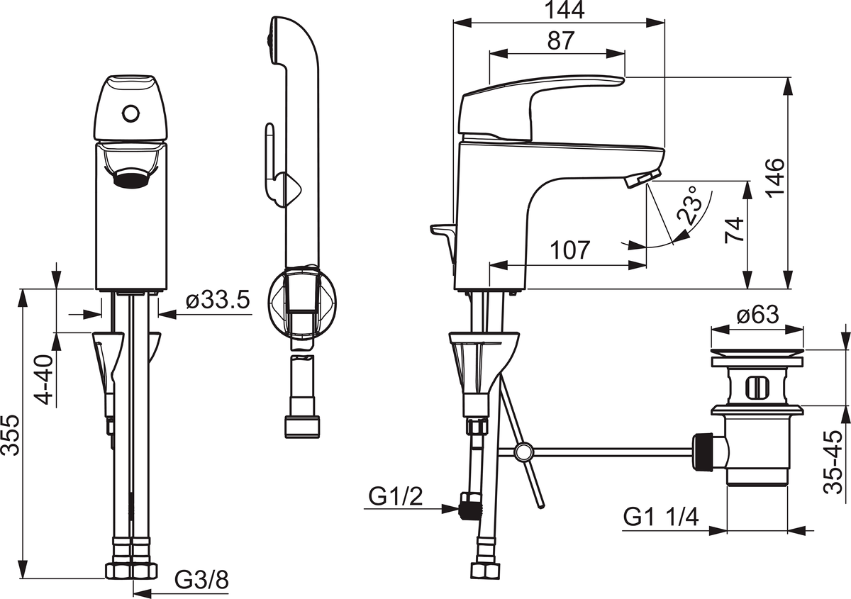Oras 1008F Смеситель для умывальника 1008F Safira Хром  - Вид №1